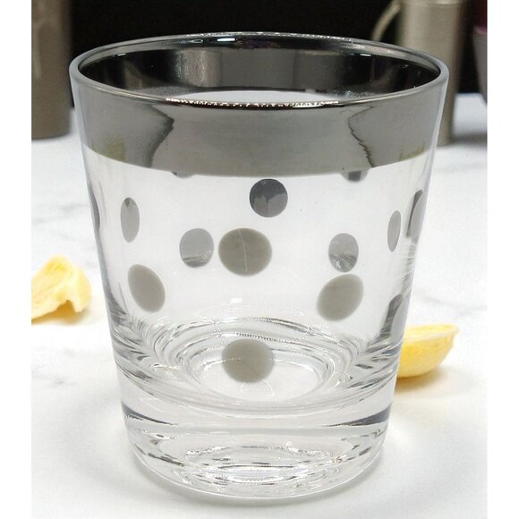 Other - Vintage Mid Century Silver Polka Dot Old Fashioned Glasses Set of 6 Hollywood